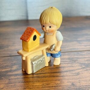 Country Cousins Scooter Workbench Boy‎ Building Birdhouse Figurine Collectible